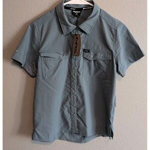 NRS Women's Guide Short Sleeve Shirt NEW XS Lead Blue Snap Button Up NWT X Small